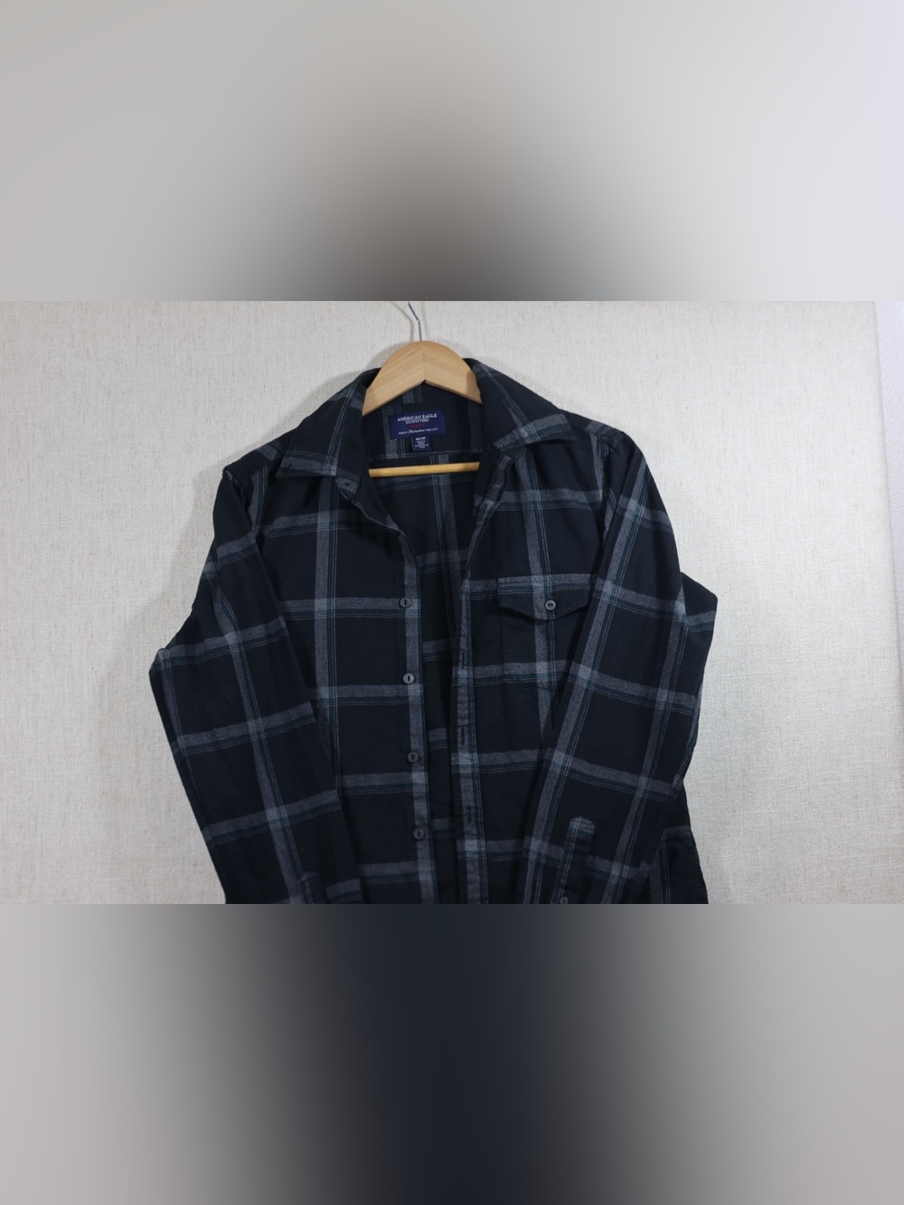 American Eagle Outfitters Navy & Gray Plaid Lightweight Shirt Jacket